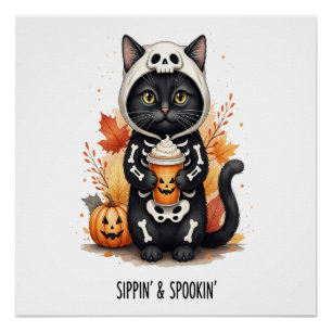 Spooky Cute Cat Halloween Poster