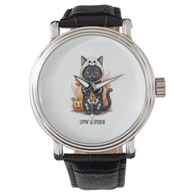 Spooky Cute Cat Halloween Watch (Front)