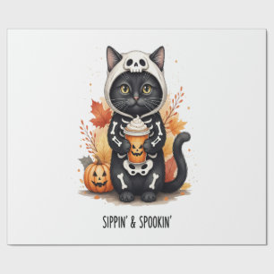 Spooky Cute Cat Halloween Wrapping Paper