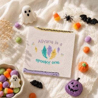 Spooky Cute Colourful Halloween Ghost Birthday Napkin
