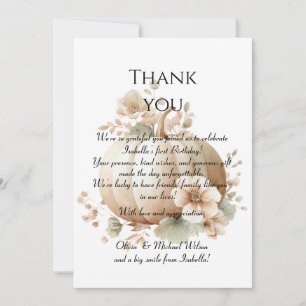 Spooky Cute First Birthday Halloween Thank You Car Card