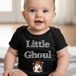 Spooky Cute Ghost and Pumpkin Halloween Baby Bodysuit