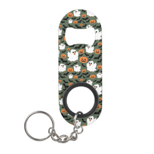 Spooky Cute Ghost Chickens with Pumpkins and Bats