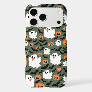 Spooky Cute Ghost Chickens with Pumpkins and Bats 