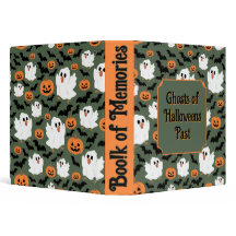 Spooky Cute Ghost Chickens with Pumpkins and Bats