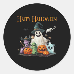 Spooky Cute Ghost Halloween Costume Happy Hallowee Classic Round Sticker