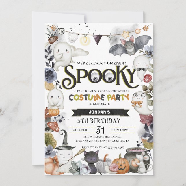 Spooky Cute Ghost Halloween Costume Party Invitation (Front)