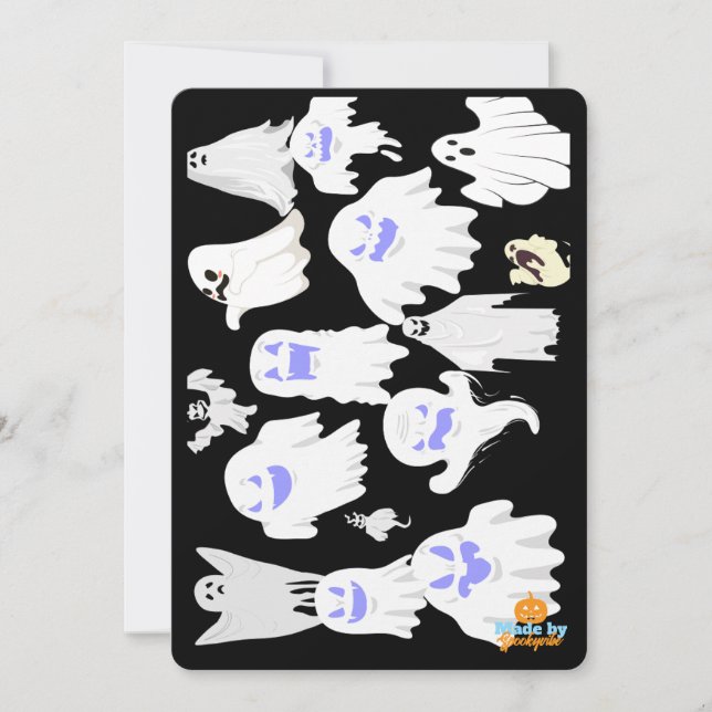 Spooky Cute Ghost Illustration Pattern – Halloween Invitation (Front)
