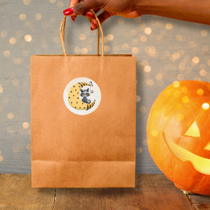 Spooky Cute Ghost Kitten Trick or Treat Classic Round Sticker