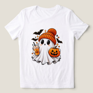 Spooky Cute Ghost Pumpkin Spice Latte Halloween Tri-Blend Shirt