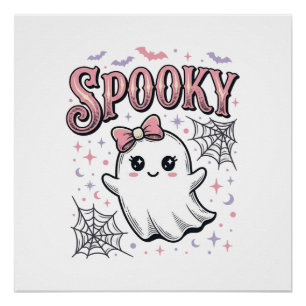 Spooky Cute Ghost Vintage Halloween Shirt Design_1 Poster