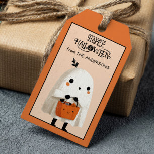Spooky Cute Ghost Watercolor Happy Halloween  Gift Tags