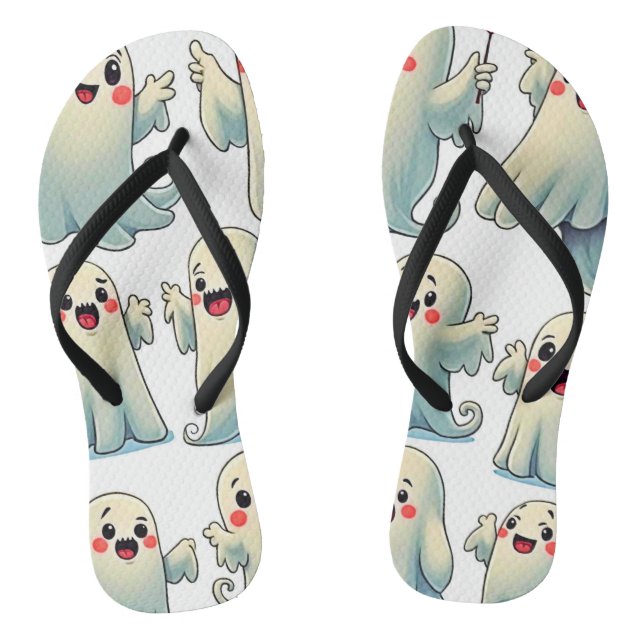 Spooky Cute Ghosts: Hauntingly Fun! Jandals (Footbed)
