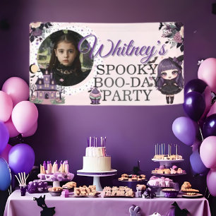 Spooky Cute gothic Purple Birthday girl Banner
