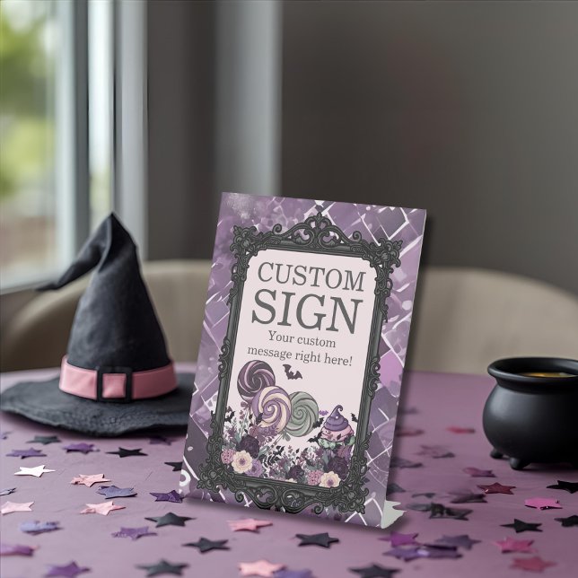 Spooky Cute Gothic purple Custom Pedestal Sign (Spooky Cute Gothic purple Custom Pedestal Sign)