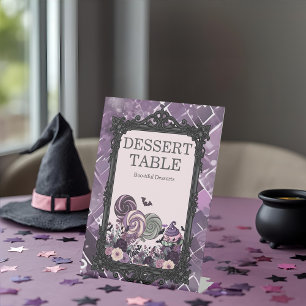 Spooky Cute Gothic purple DESSERT Table Pedestal Sign