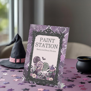 Spooky Cute Gothic purple PAINT STATION Pedestal Sign