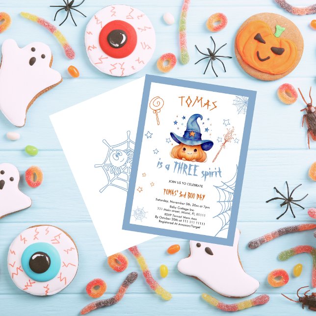 Spooky Cute Halloween 3rd Birthday Boy Invitation  (Creator Uploaded)