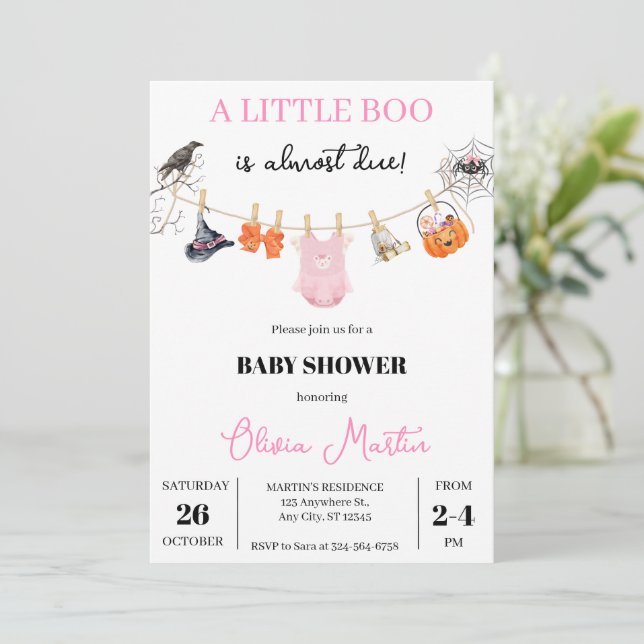 Spooky Cute Halloween Baby Shower Invitation (Standing Front)