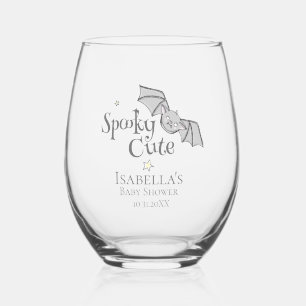 Spooky Cute Halloween Baby Shower Stemless Wine Glass