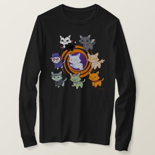 Spooky Cute Halloween Cats Shirt (Design Front)