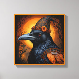 Spooky cute Halloween crow in Disguise Canvas Print