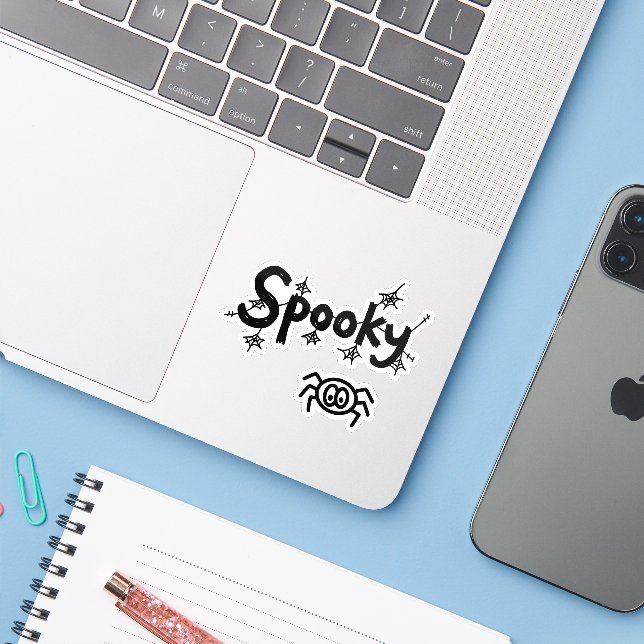 Spooky Cute Halloween Doodle Sticker (Laptop w/ iPhone)