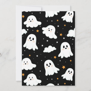 Spooky Cute Halloween Ghost Cloudy Star Sky Announcement