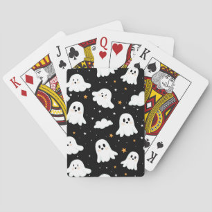 Spooky Cute Halloween Ghost Cloudy Star Sky Playing Cards