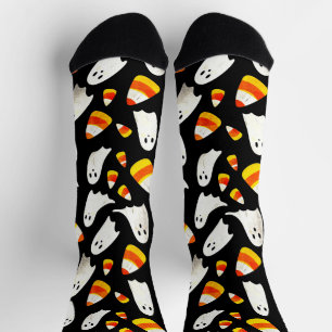 Spooky cute Halloween Ghosts and candy corn Socks