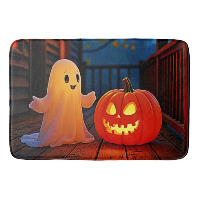 Spooky Cute Halloween Glow Design Bath Mat (Front)