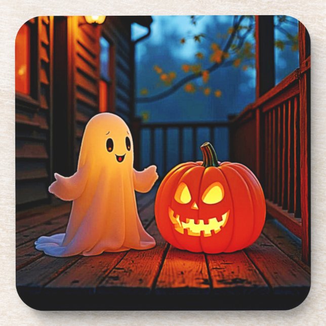 Spooky Cute Halloween Glow Design Coaster (Front)