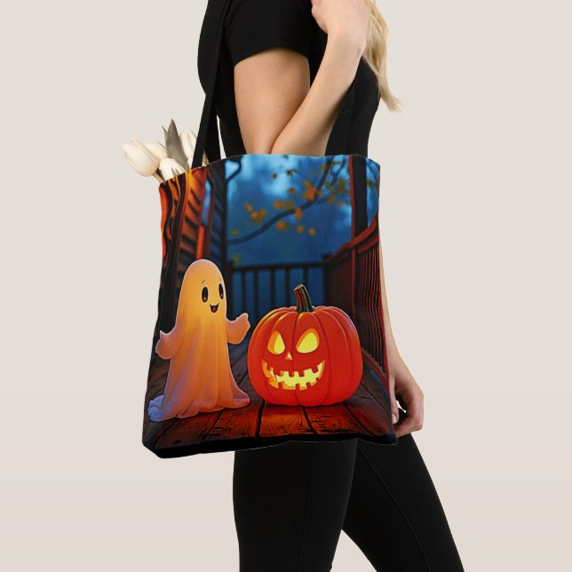 Spooky Cute Halloween Glow Design Tote Bag (Close Up)