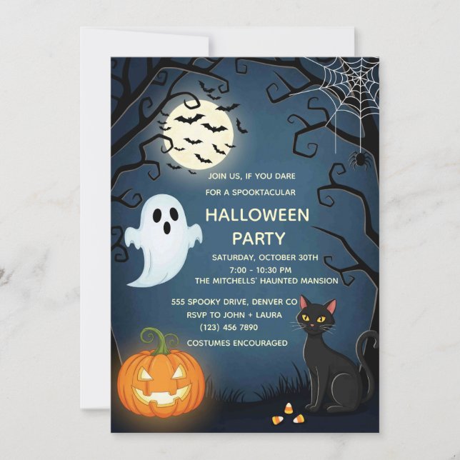 Spooky Cute Halloween Invitation Template | Night  (Front)