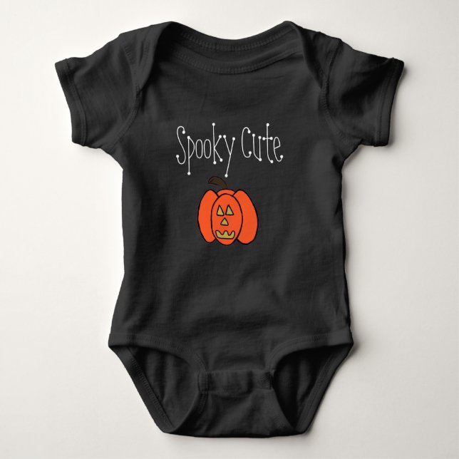 Spooky Cute Halloween Jack o Lantern Baby Bodysuit (Front)