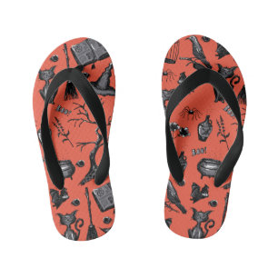 Spooky Cute Halloween Orange Kid's Jandals