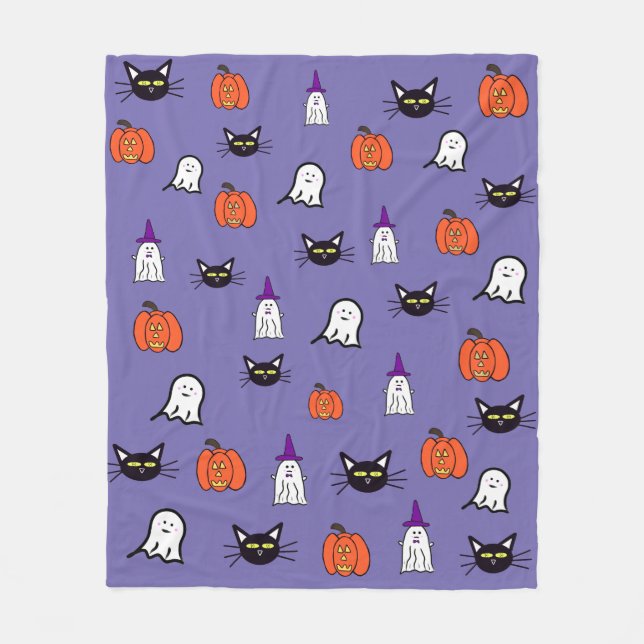 Spooky Cute Halloween Print Fleece Blanket (Front)