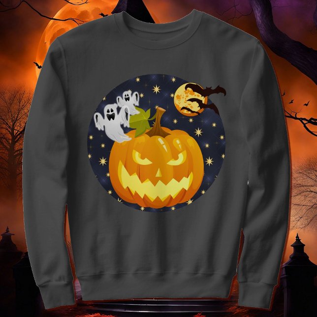 Spooky Cute Halloween Pumpkin Women's Long-sleeved Sweatshirt (Creator Uploaded)