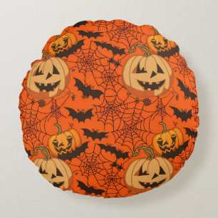 Spooky Cute Halloween Seamless Pattern Round Cushion