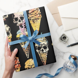 Spooky cute Halloween Skull Ice cream Wrapping Paper