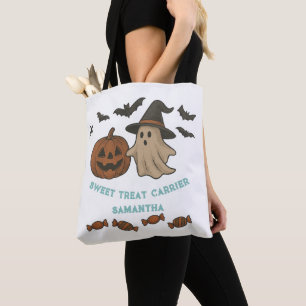 Spooky Cute Halloween Tote – Ghosts, Bats & Candy Bag