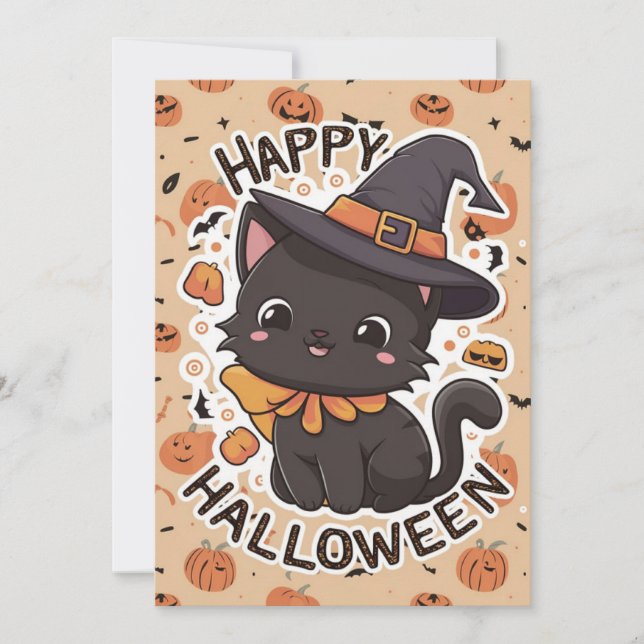 Spooky Cute Happy Halloween Holiday Card (Front)