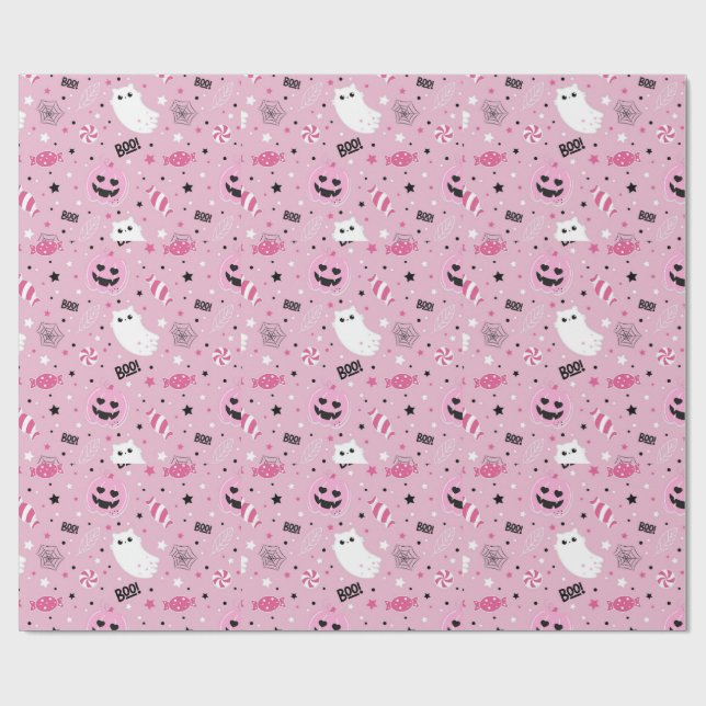 Spooky Cute Happy Halloween  Wrapping Paper (Flat)