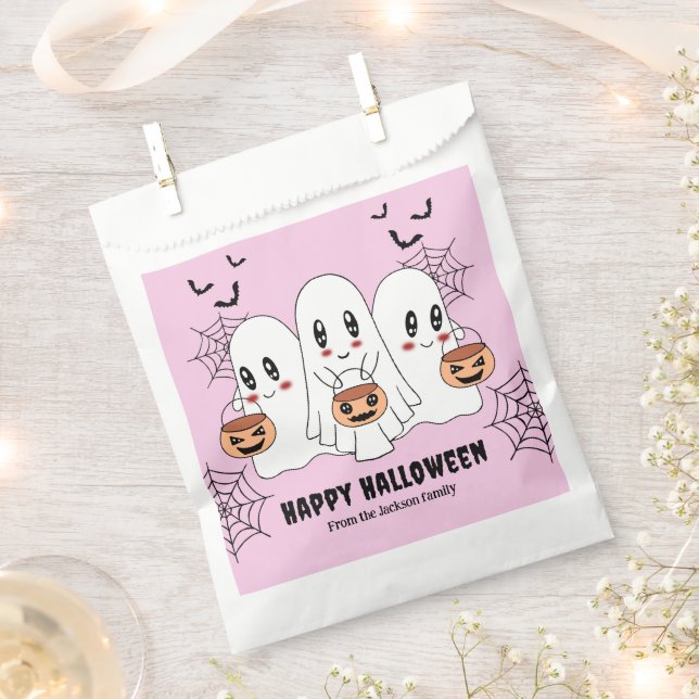 Spooky Cute Kawaii Cartoon Ghost Halloween Party Favour Bags (Clipped)