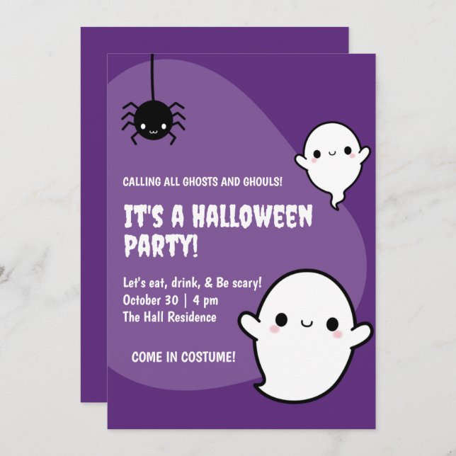Spooky Cute Kawaii Halloween Ghost Party (Front/Back)