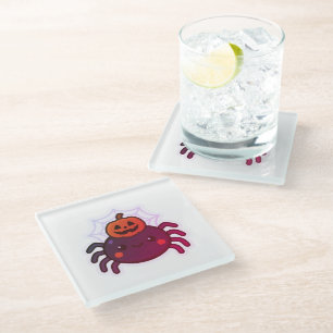 Spooky Cute Kawaii Halloween Spider Glass Coaster