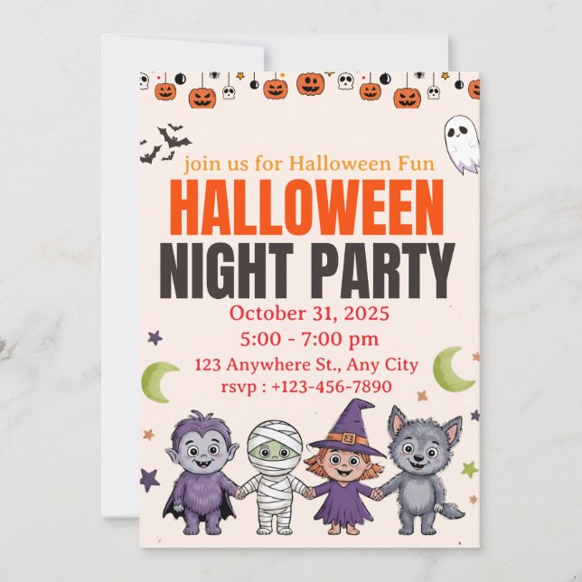 Spooky Cute Kids Halloween Invitation (Front)
