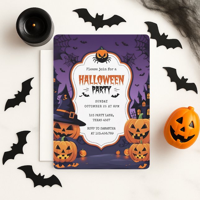 Spooky Cute Kids Halloween Party  Holiday Card (Creator Uploaded)