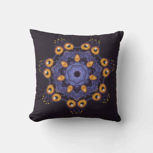 Spooky Cute Mandala Monster Art Halloween Creature Cushion (Front)