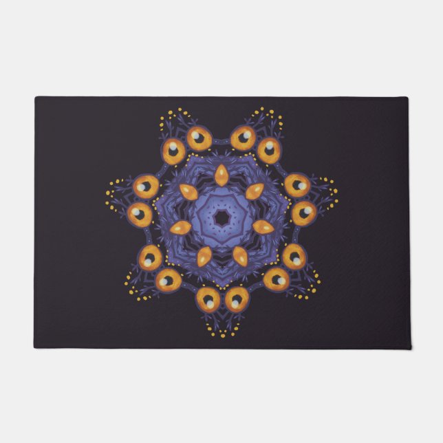 Spooky Cute Mandala Monster Art Halloween Creature Doormat (Front)